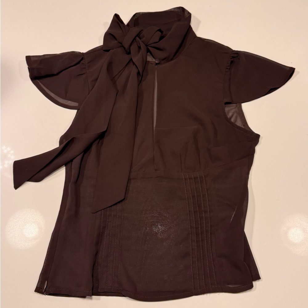 Chocolate brown chiffon blouse